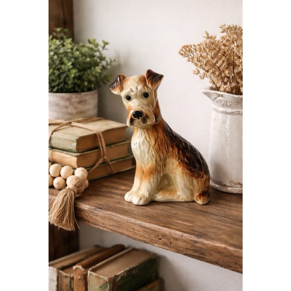 Royal Copley Airedale Terrier Dog Figurine Vintage Ceramic 6”